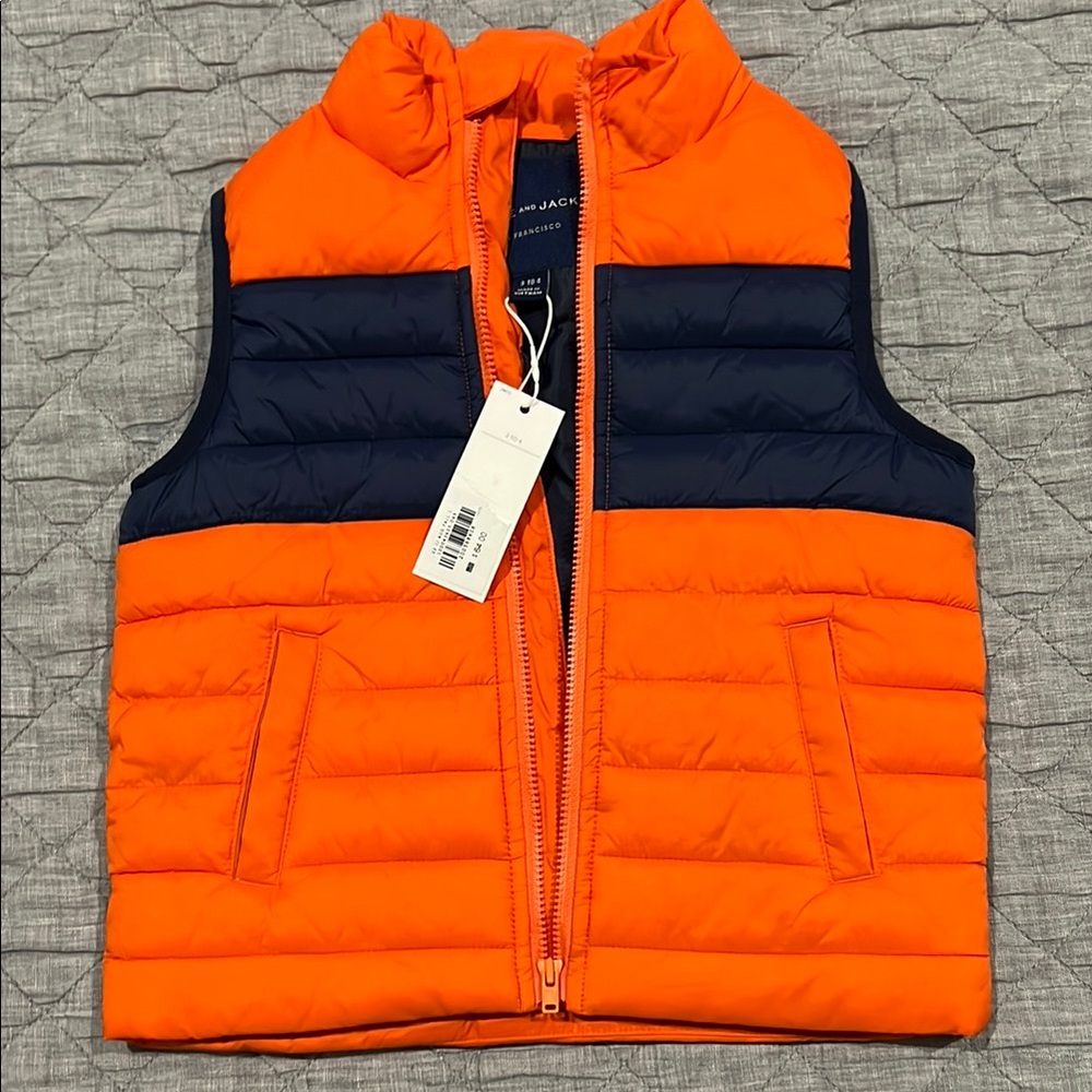 Janie and Jack Orange and Black Quilted Vest